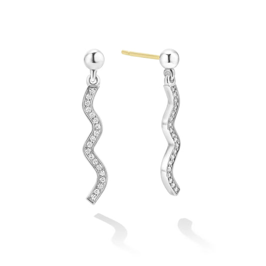 Lagos Caviar Spark Wave Diamond Drop Earrings