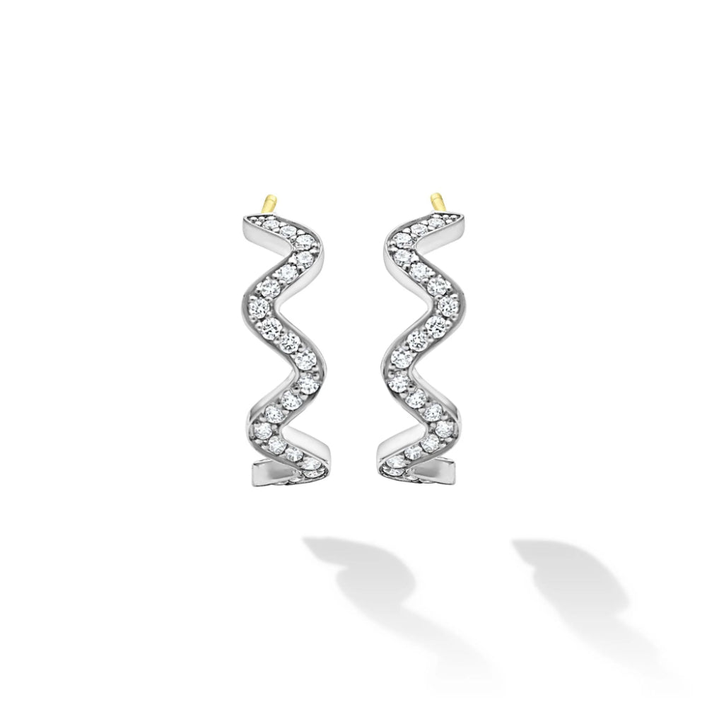 Lagos Caviar Spark Wave Diamond Hoop Earrings