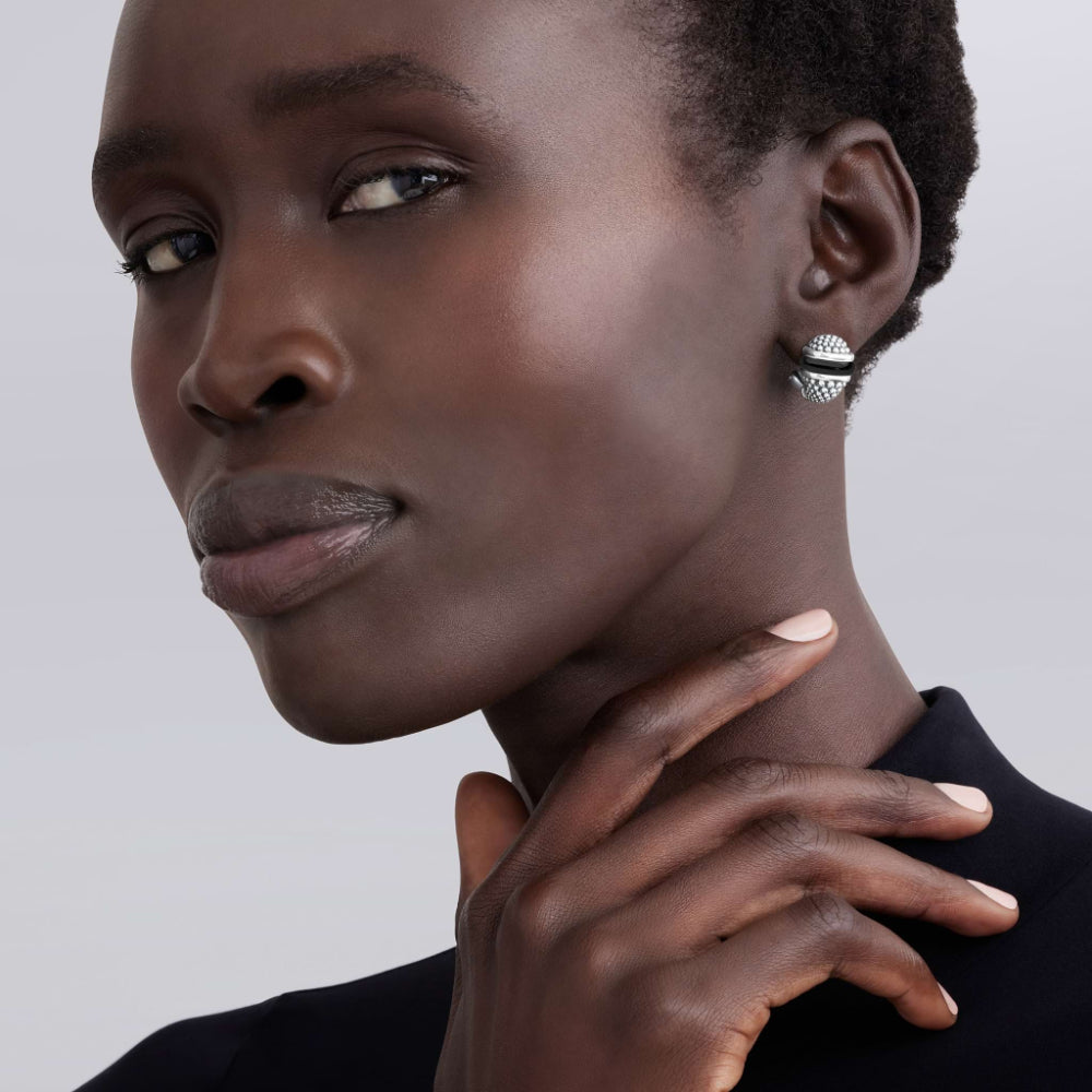Lagos Black Caviar Ceramic Stud Earrings