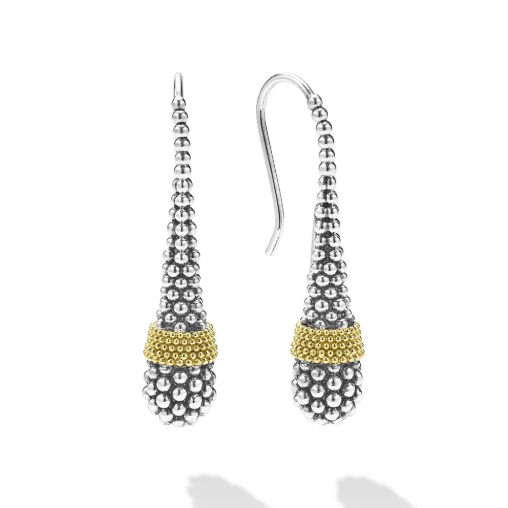 Lagos Signature Caviar Two-Tone Beaded Tear Drop Earrings