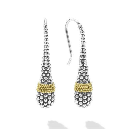 Lagos Signature Caviar Two-Tone Beaded Tear Drop Earrings