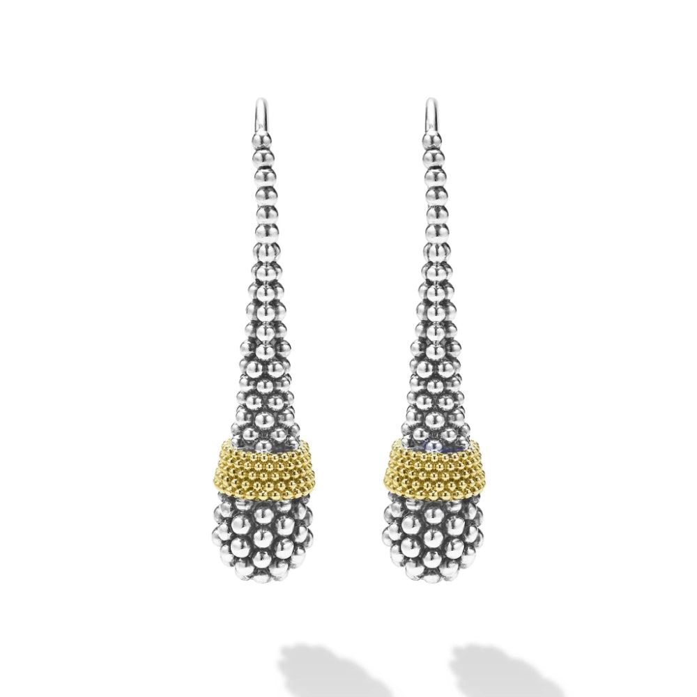 Lagos Signature Caviar Two-Tone Beaded Tear Drop Earrings