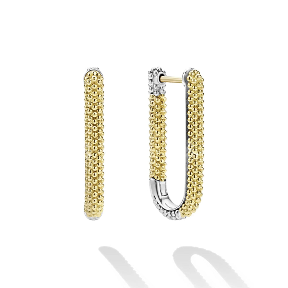 18k Gold and sterling silver hoop earrings features Caviar Signature beading.