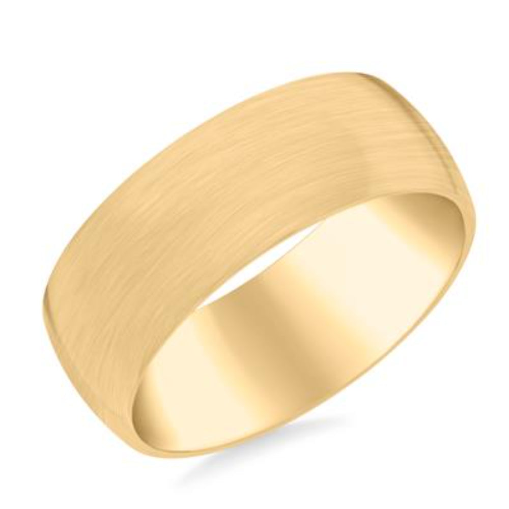 14k Gold European Fit Brushed Wedding Band 8mm