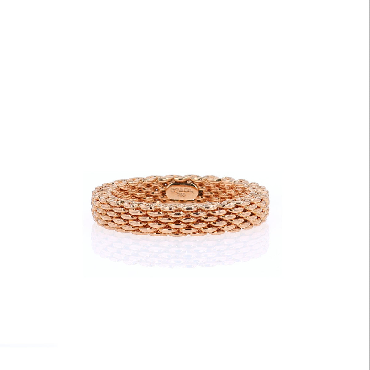 Estate Tiffany & Co Somerset Collection 18k Rose Gold Stiff Mesh Band