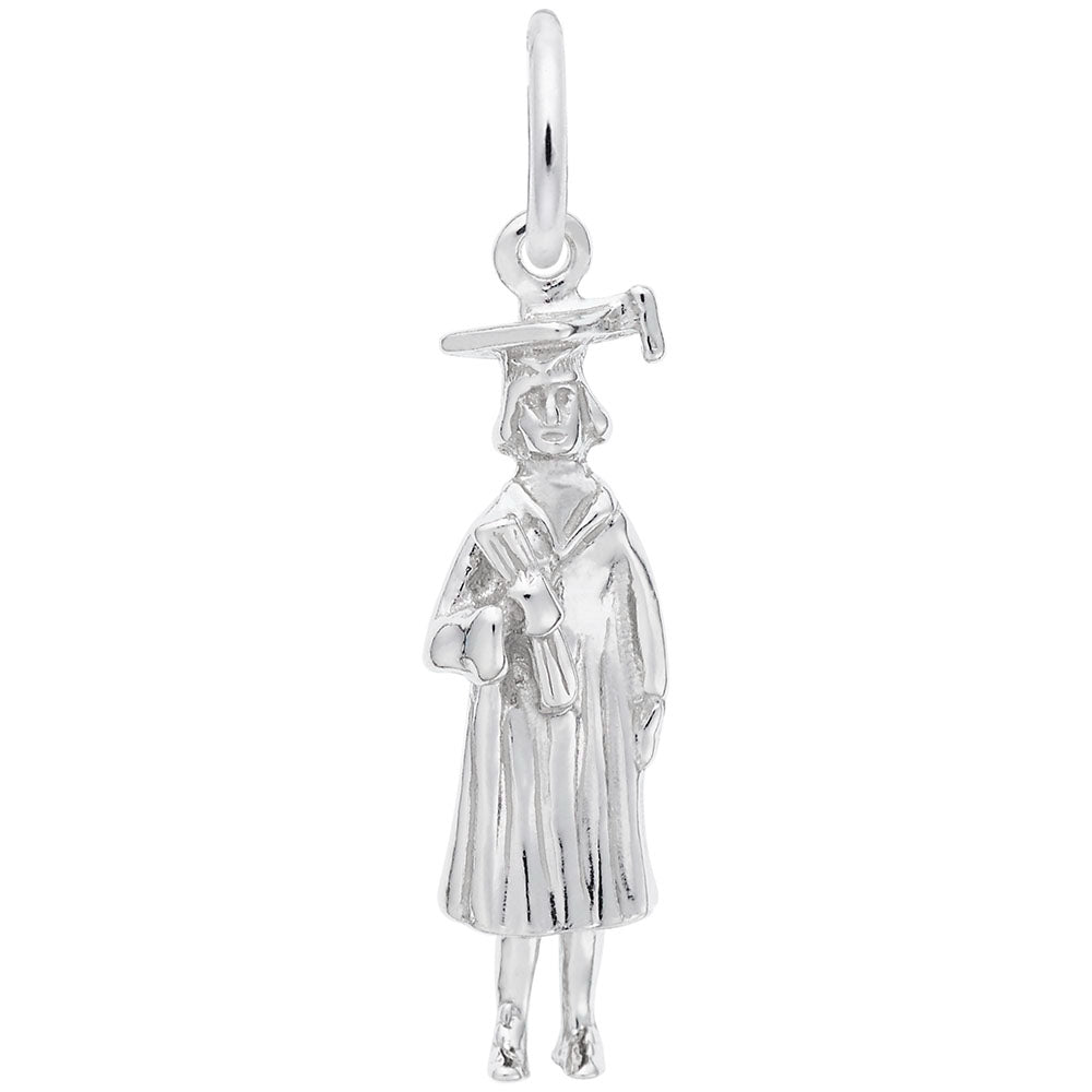 Silver Graduate Charm on a white background