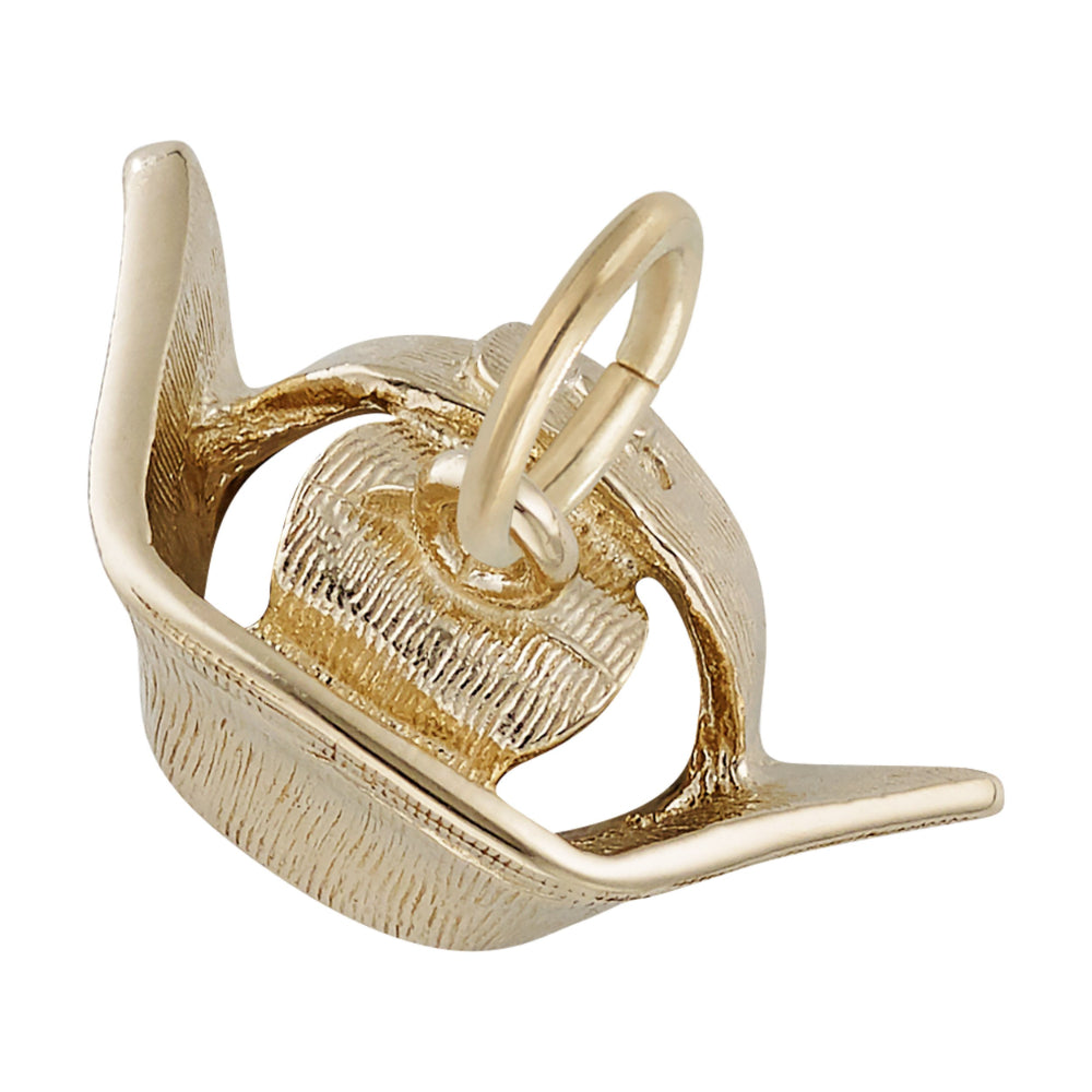 3 quarter view of Gold Nurses Cap Charm on a White Background