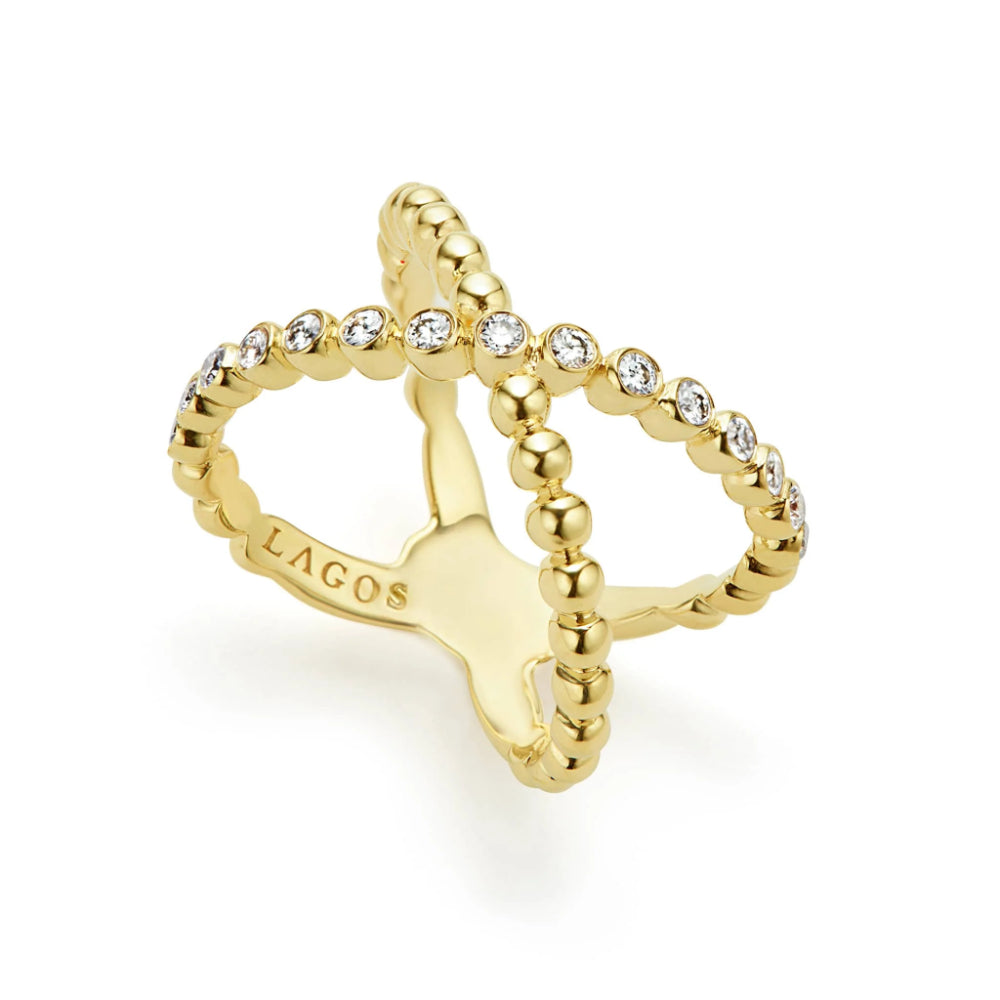 Lagos Caviar Gold 18k X Diamond Ring