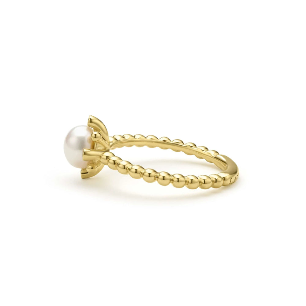 Lagos Luna 18k Gold Fleur Pearl Diamond Ring