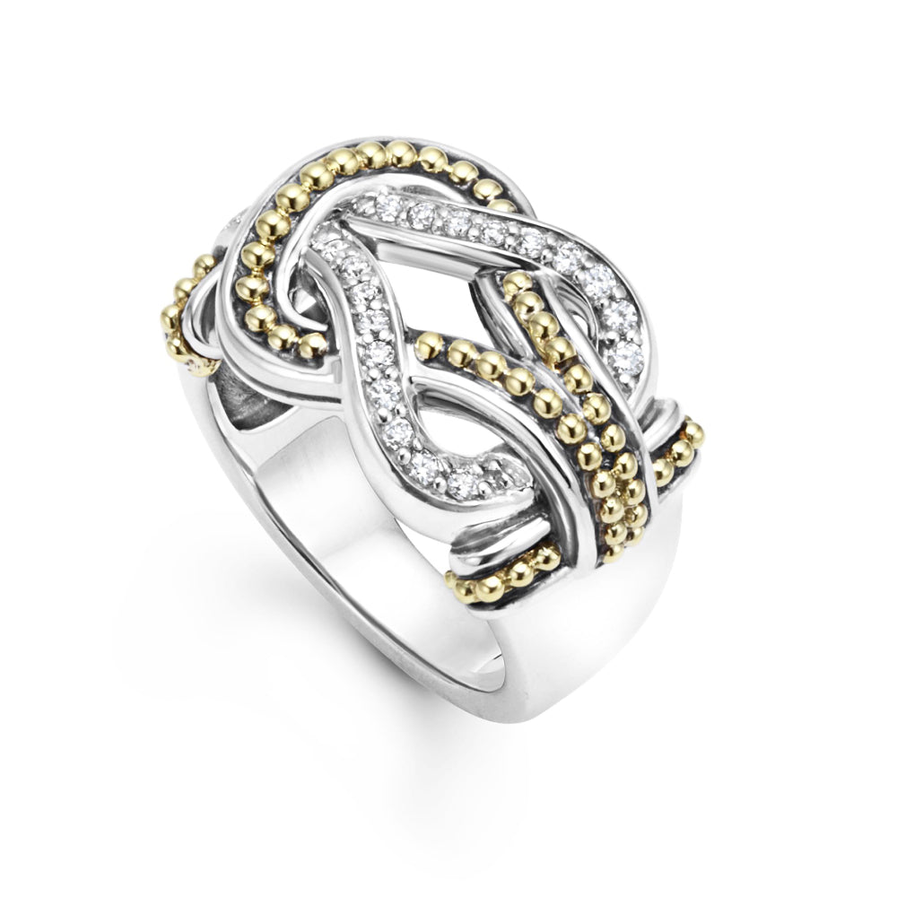 Lagos Newport Two-Tone Knot Diamond Statement Ring
