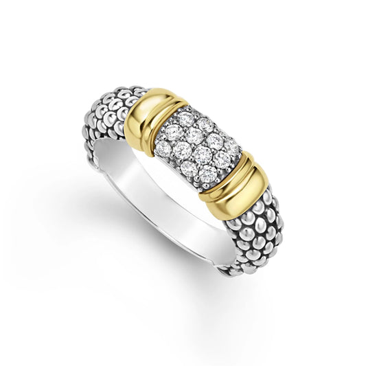 Lagos Signature Caviar Two-Tone Diamond Ring