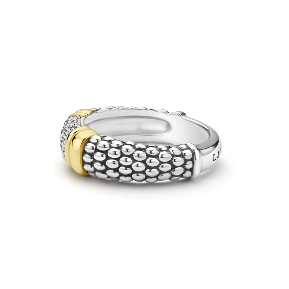 Lagos Signature Caviar Two-Tone Diamond Ring