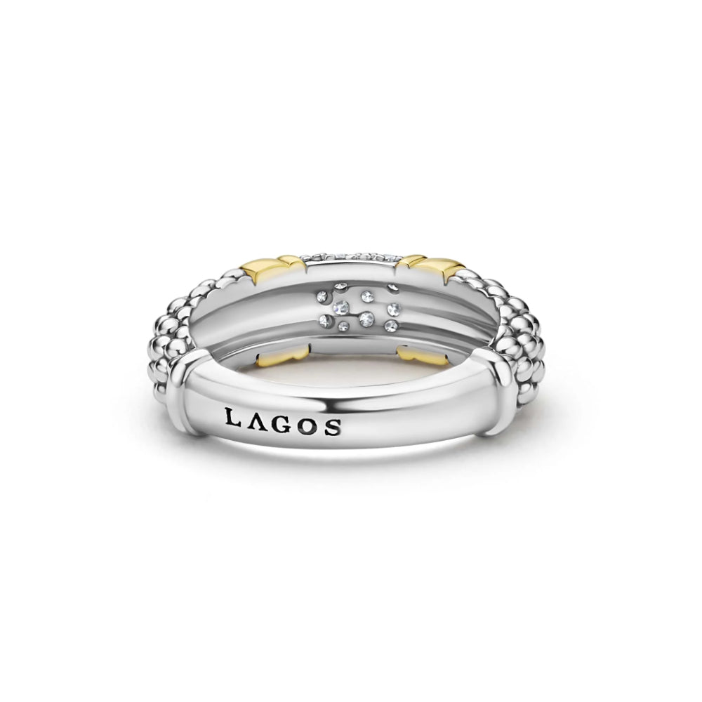 Lagos Signature Caviar Two-Tone Diamond Ring