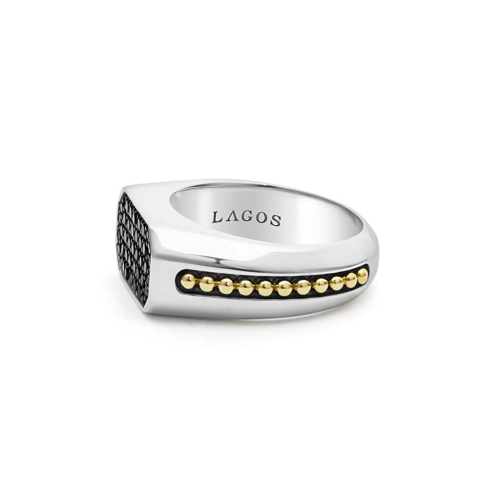 Lagos Anthem Two-Tone Octagon Black Diamond Ring