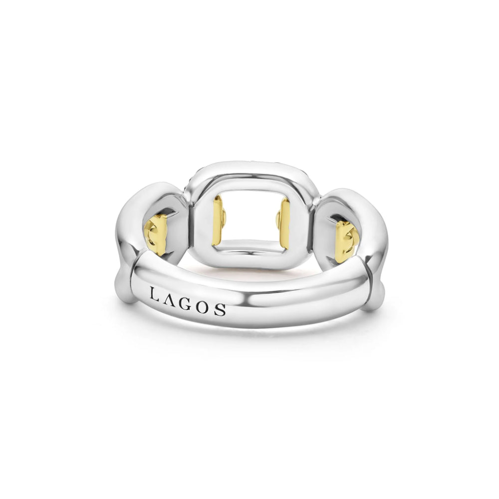 Lagos Signature Caviar Two-Tone Link Diamond Ring