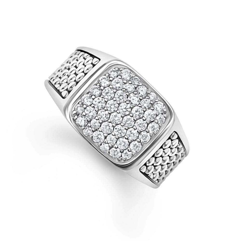 Lagos Anthem Caviar Beaded Square Diamond Ring
