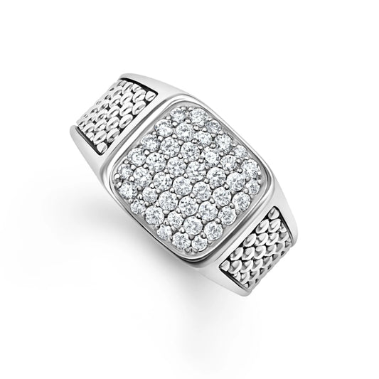 Lagos Anthem Caviar Beaded Square Diamond Ring