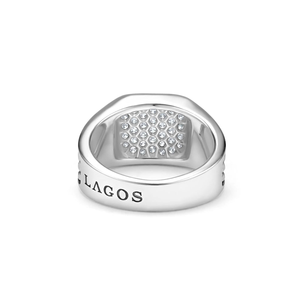 Lagos Anthem Caviar Beaded Square Diamond Ring