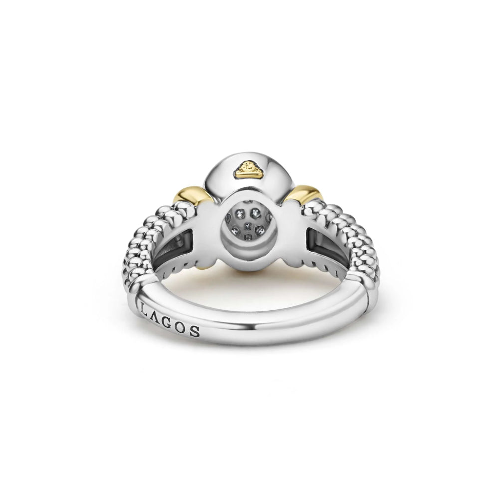 Lagos Signature Caviar Two-Tone Oval Caviar Diamond Ring