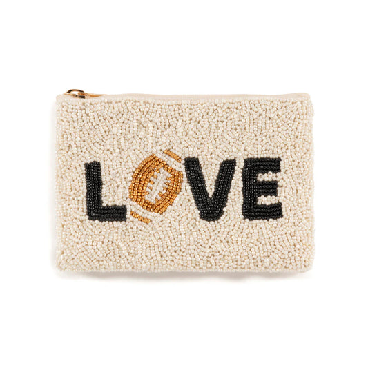 Shiraleah Love Football Beaded Zip Pouch