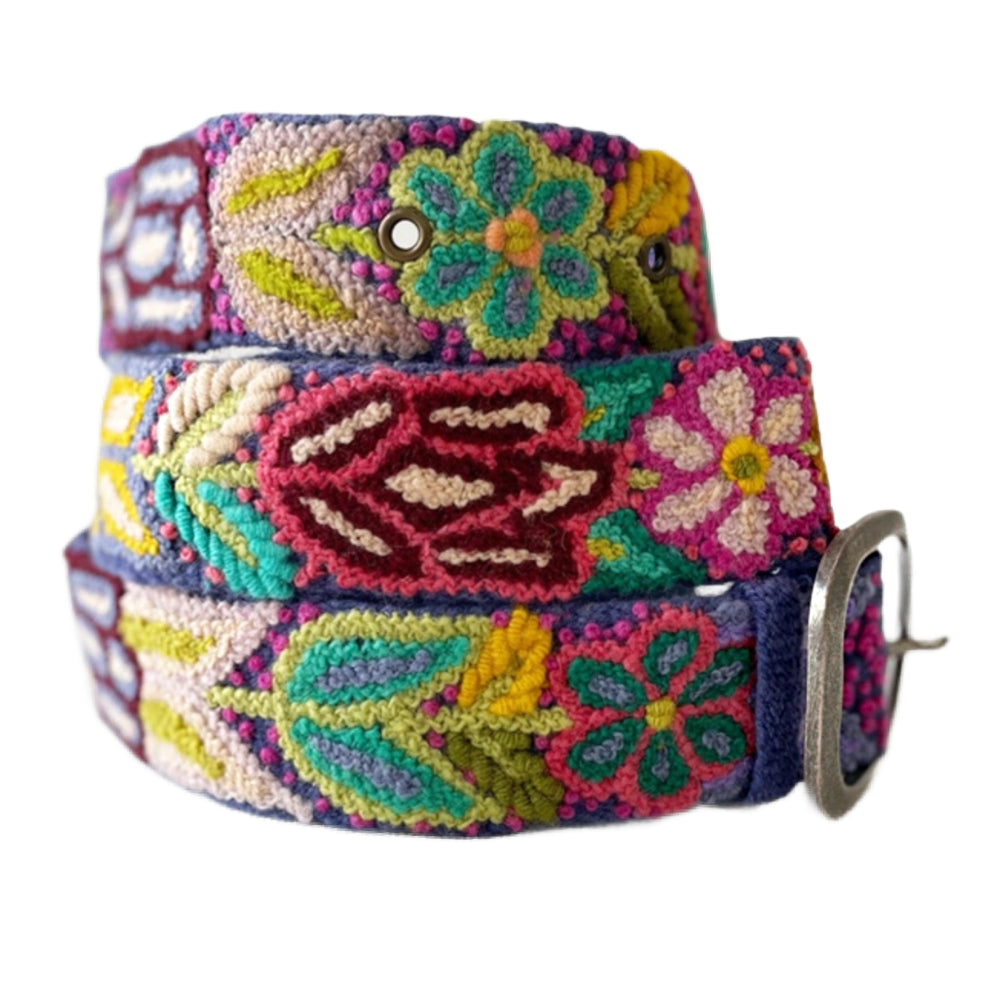 Colorful belt with floral patterns and Superman logo on a white background