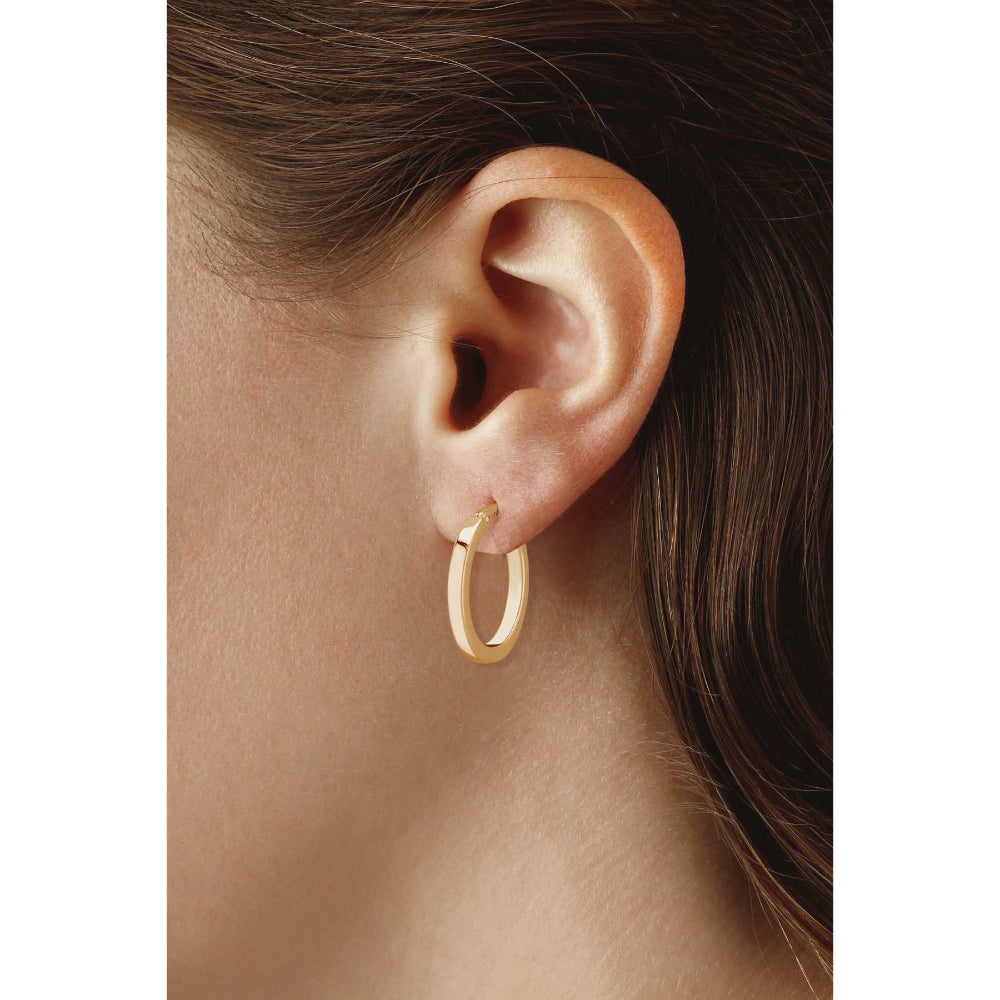 14Y 2x18mm Square Snap Down Hoop Earrings