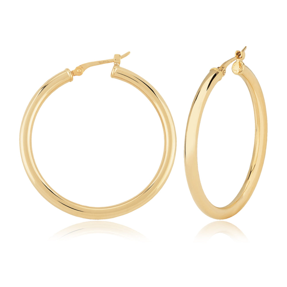 14k Gold 25mm Round Hoop Earrings