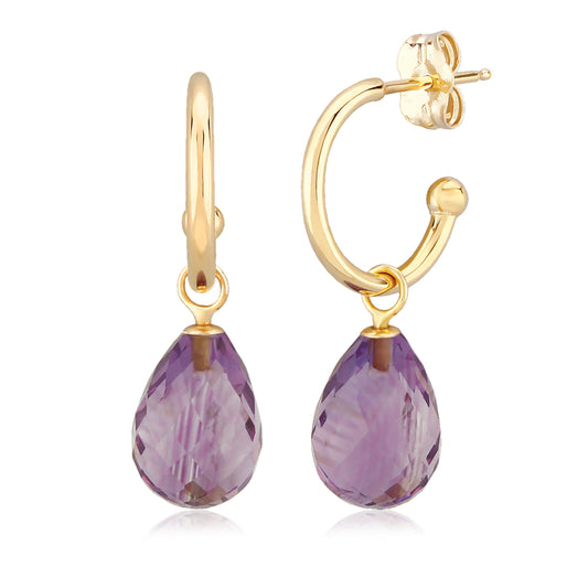 14k Gold Amethyst Drop Earrings