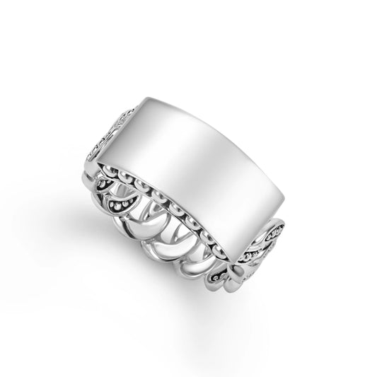 Lagos Anthem Sterling Silver Engravable Curb Link Ring