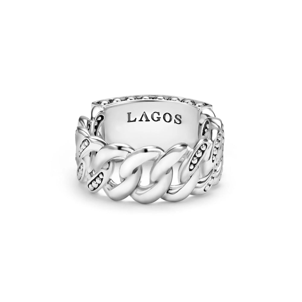 Lagos Anthem Sterling Silver Engravable Curb Link Ring