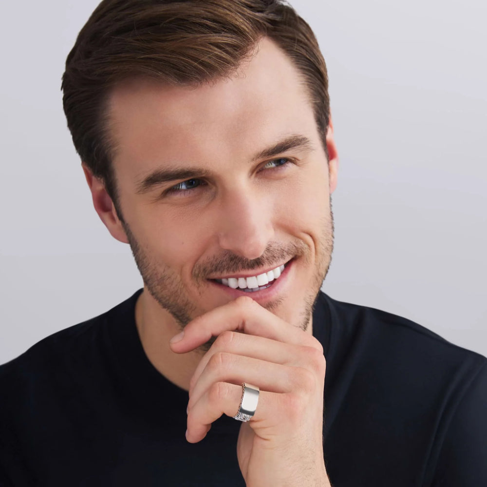 Lagos Anthem Sterling Silver Engravable Curb Link Ring