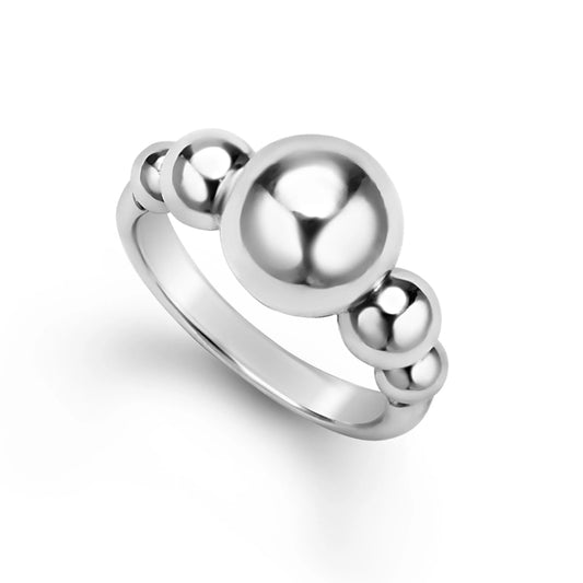 Lagos Caviar Bubbly Silver Beaded Ring