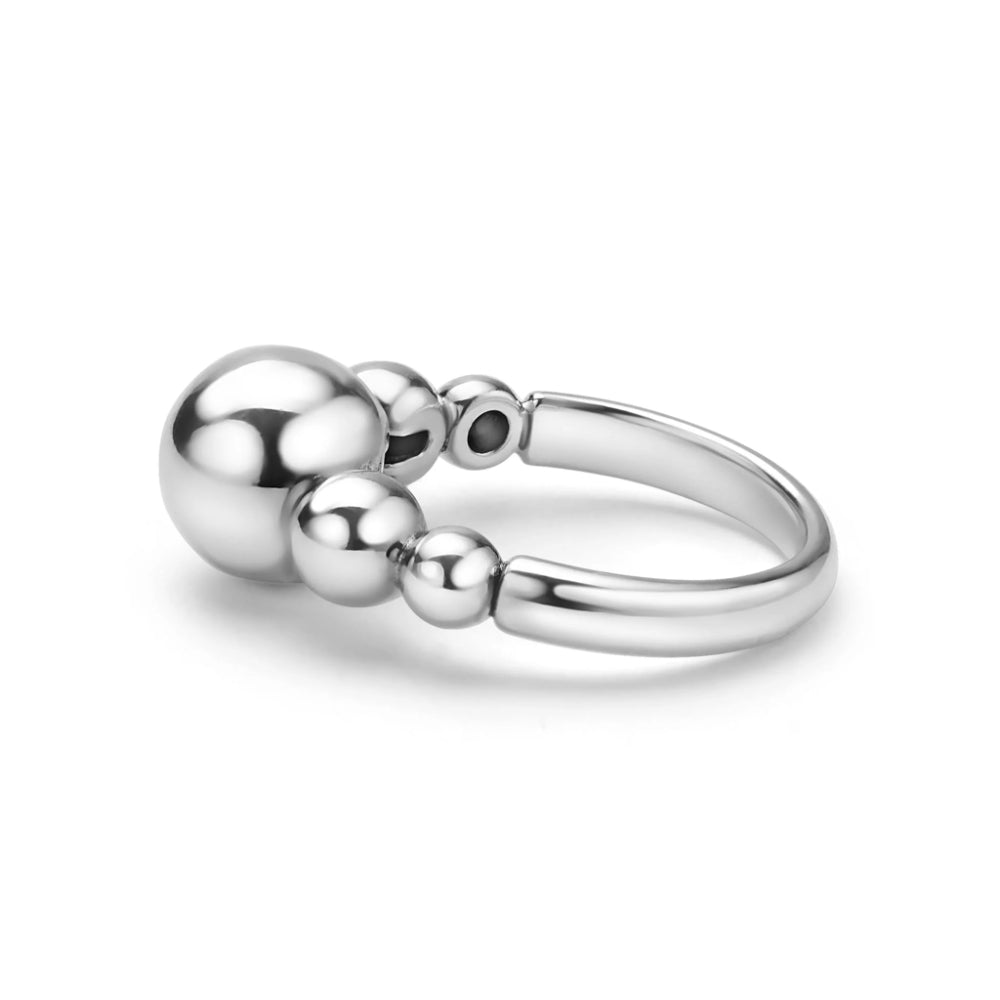 Lagos Caviar Bubbly Silver Beaded Ring