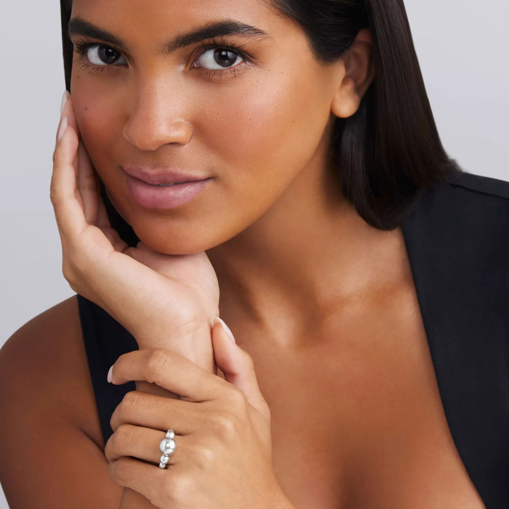 Lagos Caviar Bubbly Silver Beaded Ring