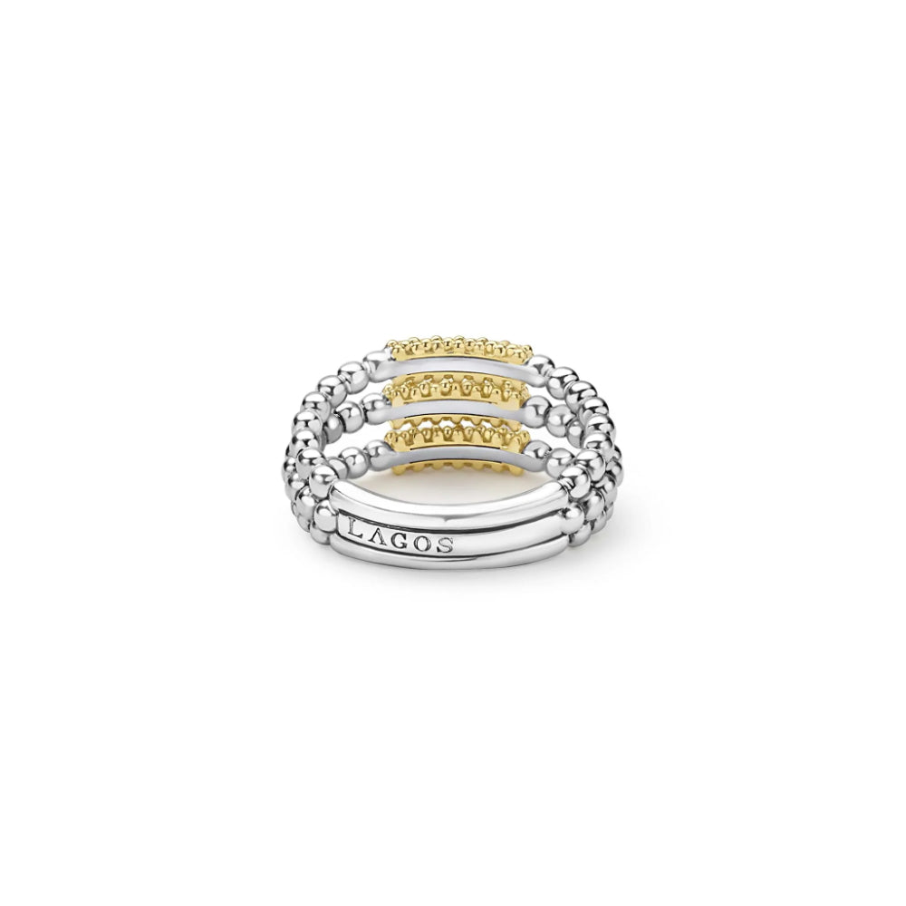 Lagos Caviar Icon Two-Tone Three Row Ring
