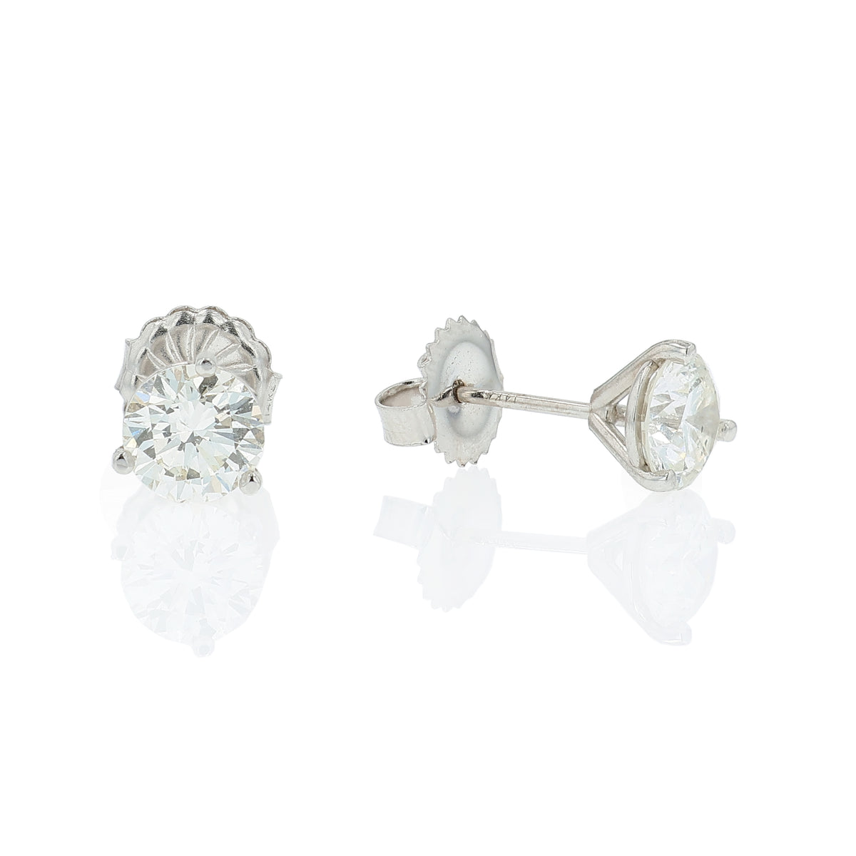 Estate 18k White Gold 1.85ct Diamond Stud Earrings