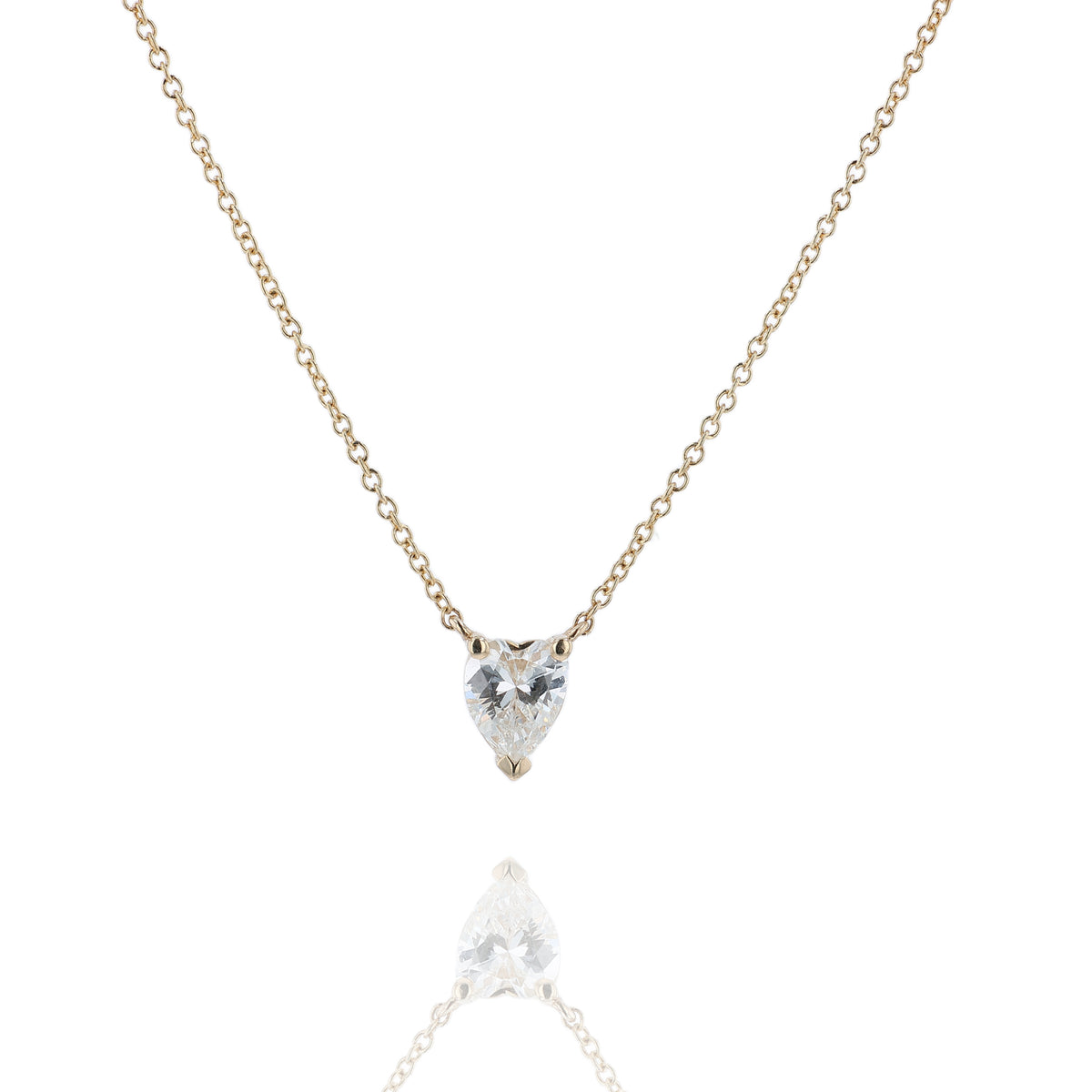 Estate 14k Yellow Gold and Diamond Solitaire Pendant Necklace