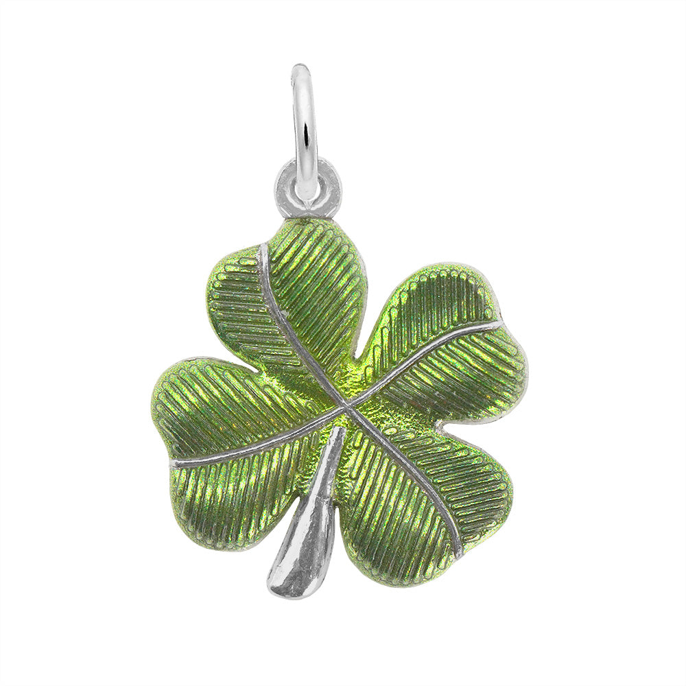 Sterling Silver Painted Four Leaf Clover Charm