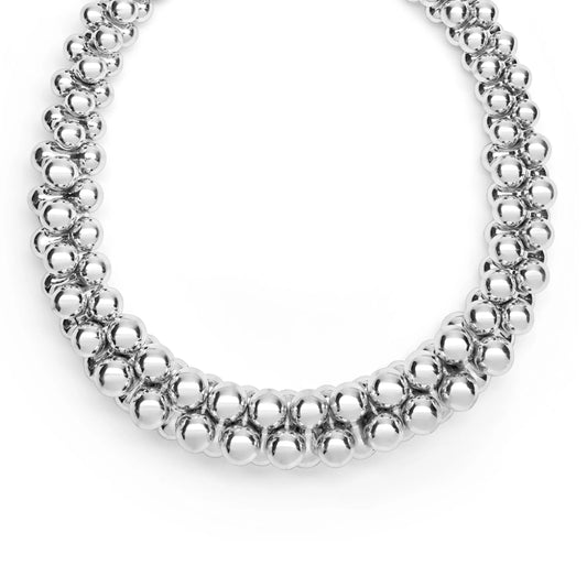 Lagos Caviar Bubbly Silver Beaded Statement Necklace, 18"