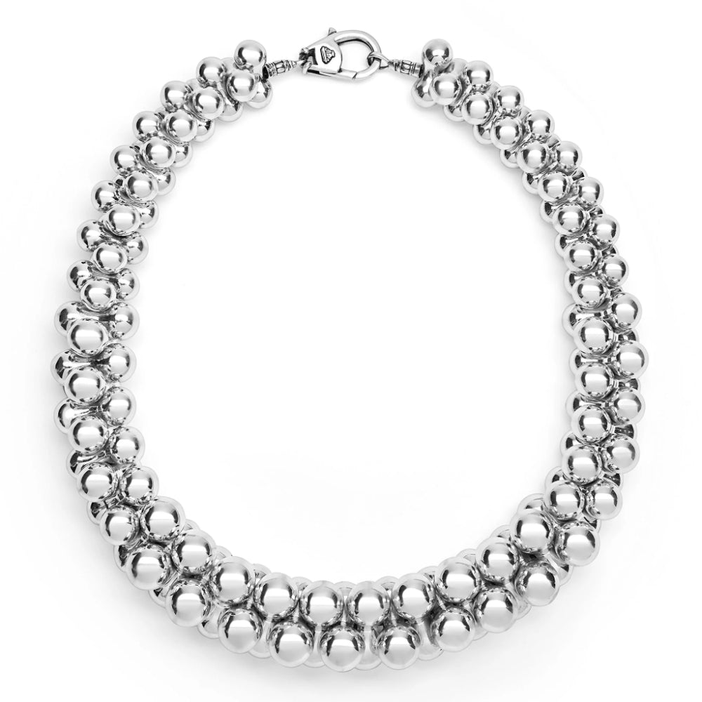 Lagos Caviar Bubbly Silver Beaded Statement Necklace, 18"