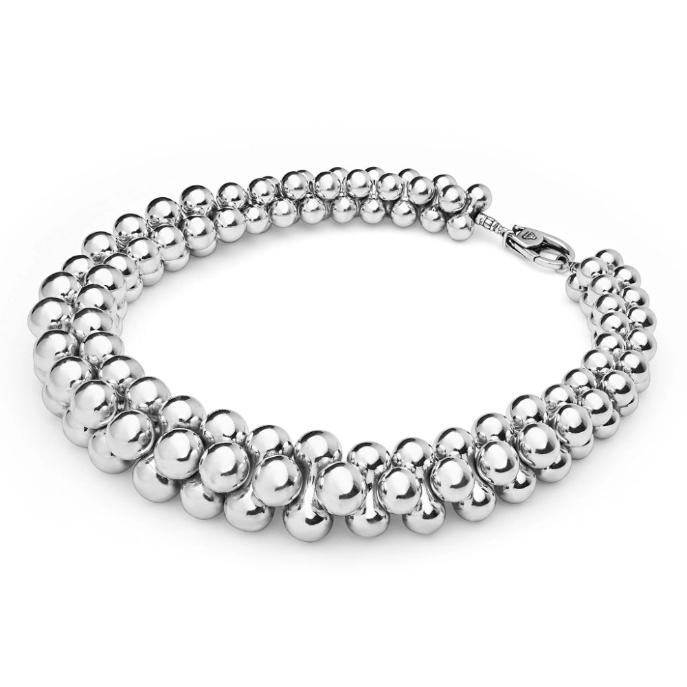Lagos Caviar Bubbly Silver Beaded Statement Necklace, 18"