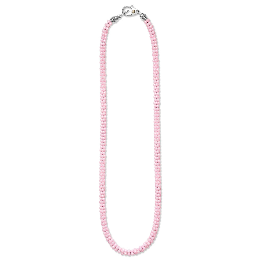 Lagos Pink Caviar Ceramic Beaded Necklace, 5mm