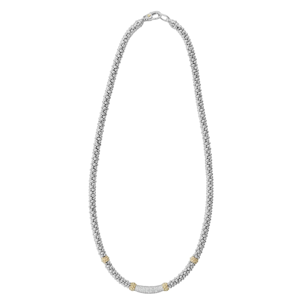 LAGOS Two-Tone Caviar Lux Pave Station Diamond Necklace