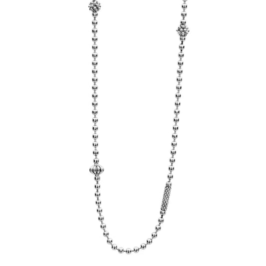 Lagos Caviar Icon Silver Beaded Necklace