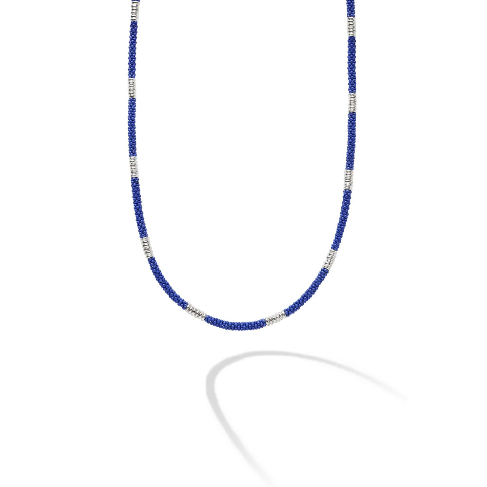 Lagos Blue Caviar Silver Station Matte Blue Caviar Beaded Ceramic Necklace