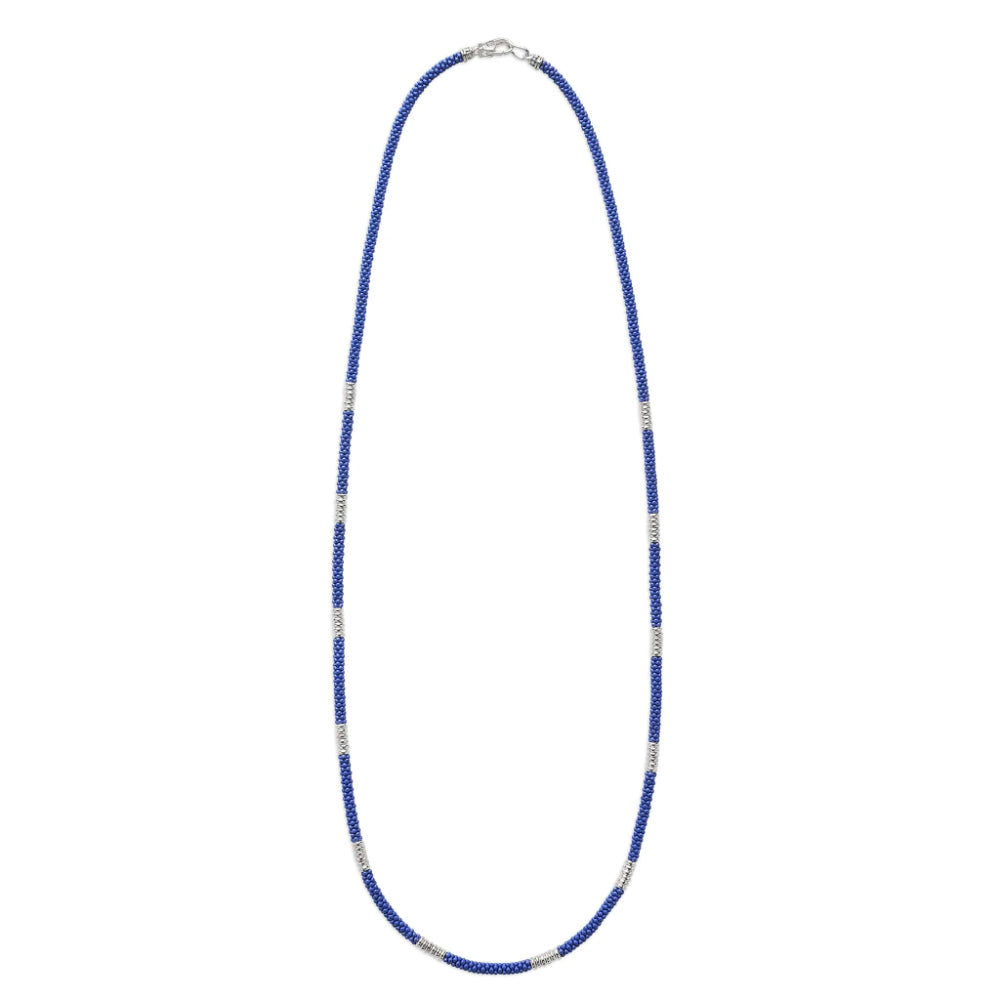 Lagos Blue Caviar Silver Station Matte Blue Caviar Beaded Ceramic Necklace