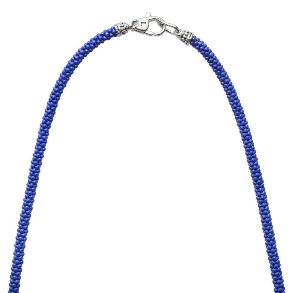 Lagos Blue Caviar Silver Station Matte Blue Caviar Beaded Ceramic Necklace