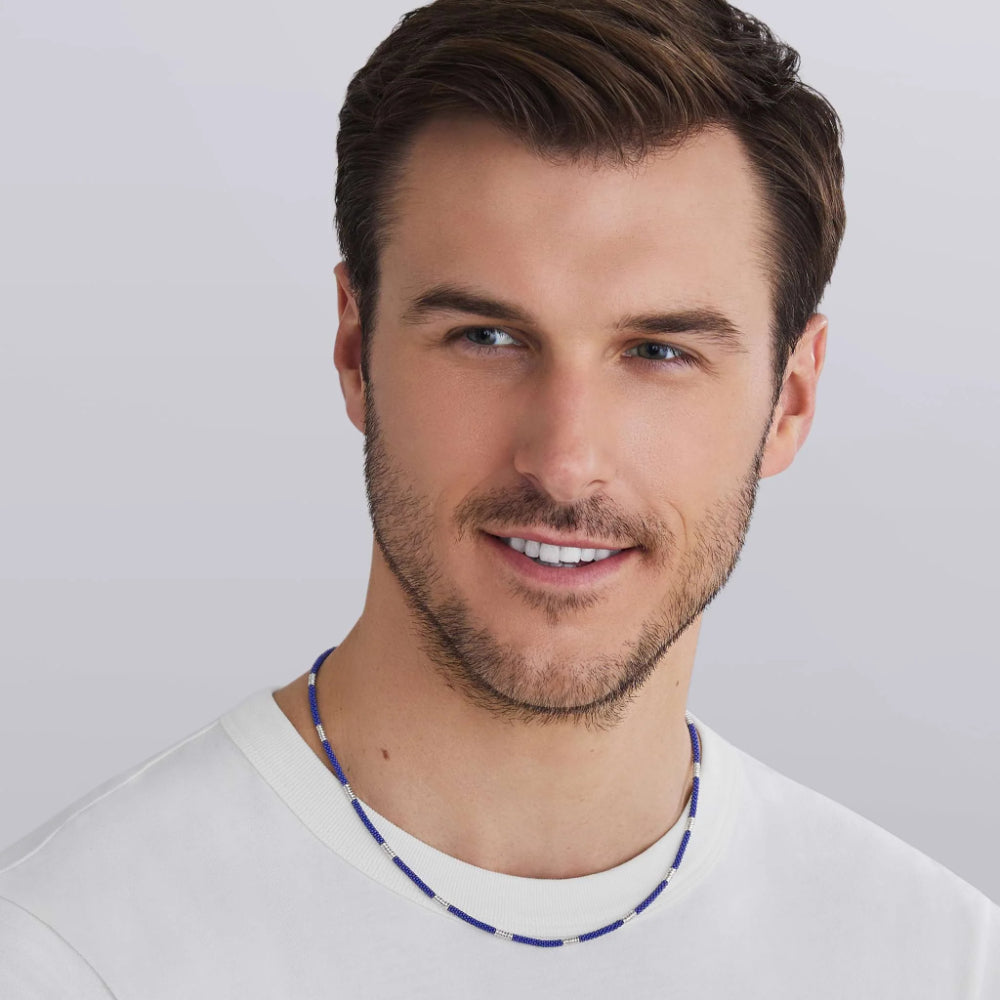 Lagos Blue Caviar Silver Station Matte Blue Caviar Beaded Ceramic Necklace