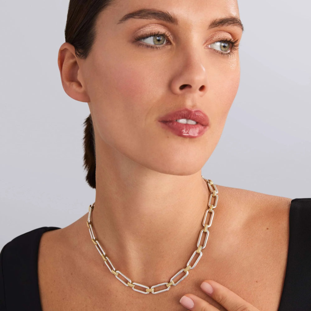 Lagos Signature Caviar Two-Tone Link Necklace