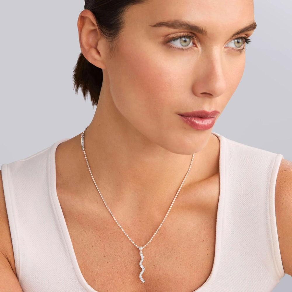 Lagos Caviar Spark Wave Diamond Pendant Necklace